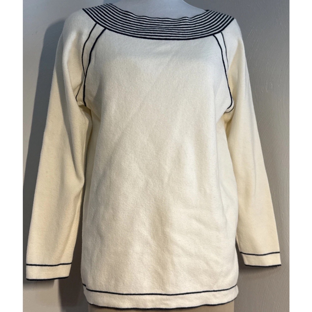 Zenergy Sweater Cashmere Blend cream/Blue Stripped Plus Size 1 Lagenlook
